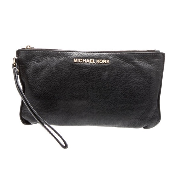 Michael Kors Black Pebbled Leather Clutch - Picture 1 of 8